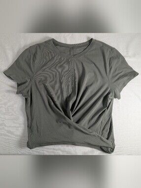 Lululemon Twist Front Tie Back Short Sleeve Top - Olive Green